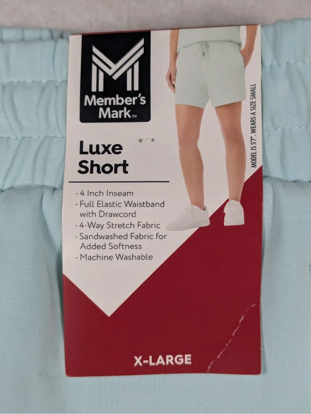 Member's Mark - Unisex - Adjustable Drawcord Luxe Shorts - Blue - Size: XL